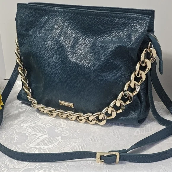 Viola Castellani Teal Satchel Two Way Carry Made in Italy - Picture 8 of 12